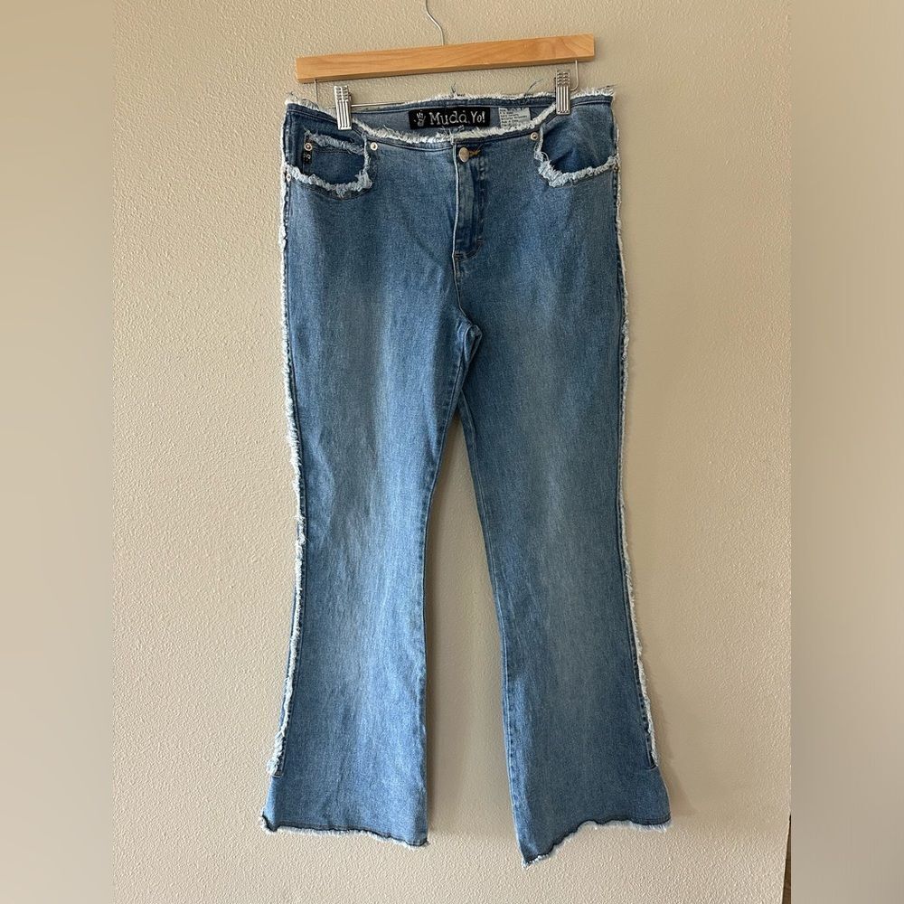 Mudd Women’s Light Blue Distressed Flare Jeans